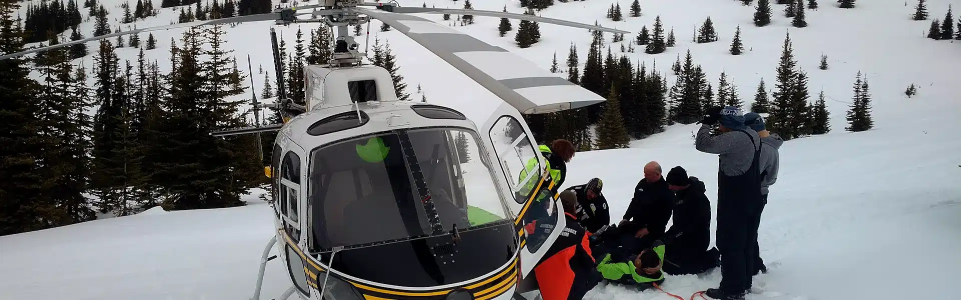 Helicopter landed on snowy slope during SAR exercise