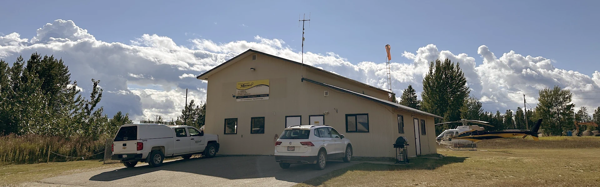 Photo of the Yellowhead Helicopters Mackenzie base hangar
