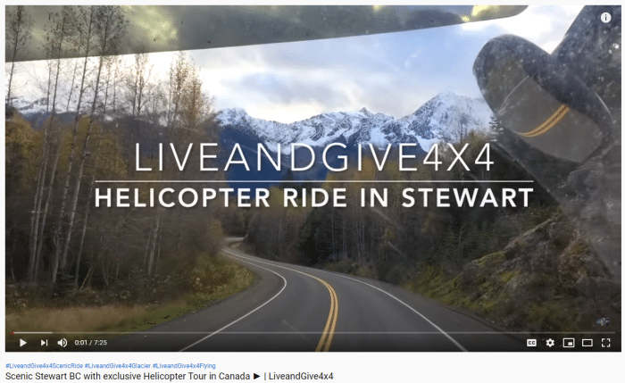 image overlay video Stewart BC flight LiveandGive