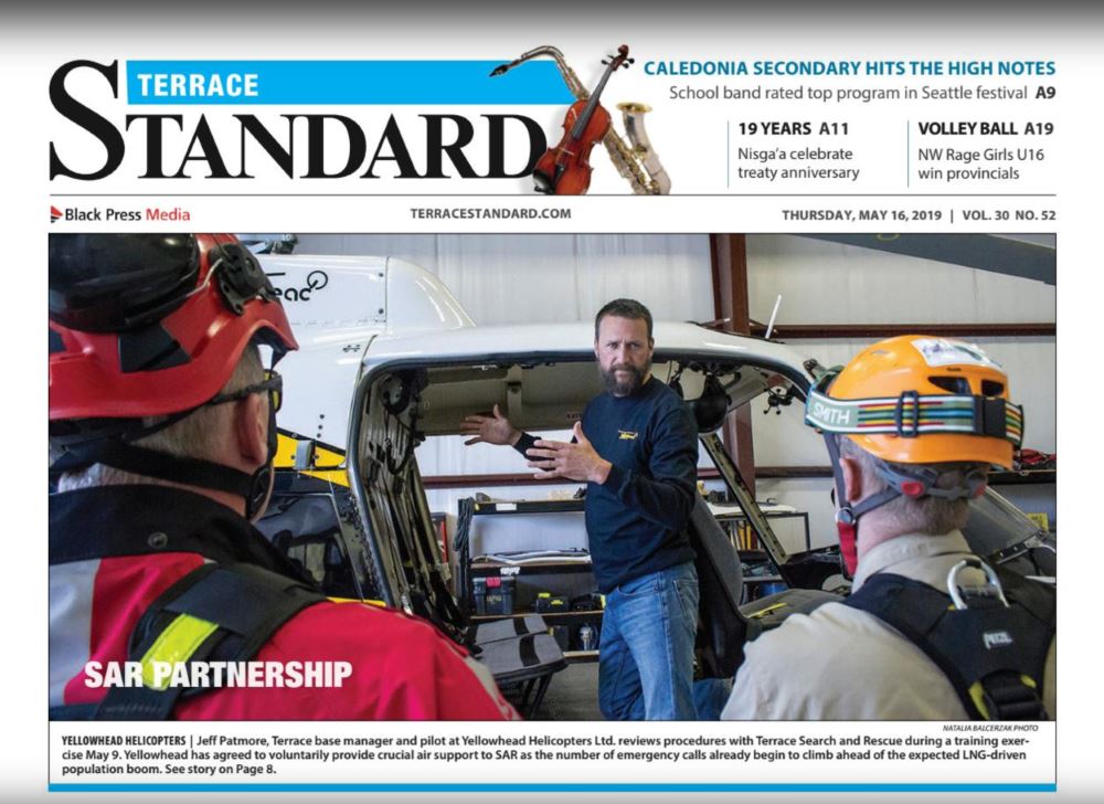 news article Terrace Standard helicopter training with Terrace BC SAR team