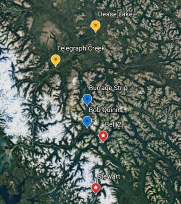 Map of YHL bases areas in Tahltan territory
