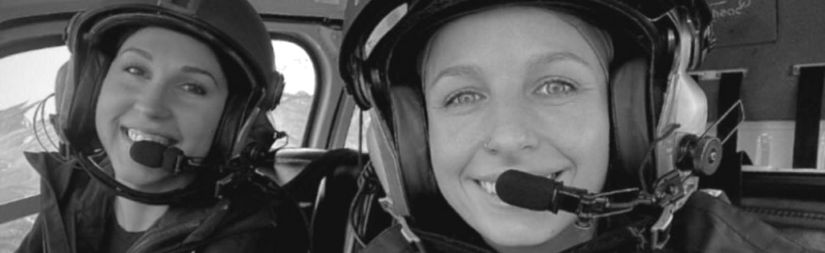 Female helicopter pilots Dayle and Sofie working at Yellowhead