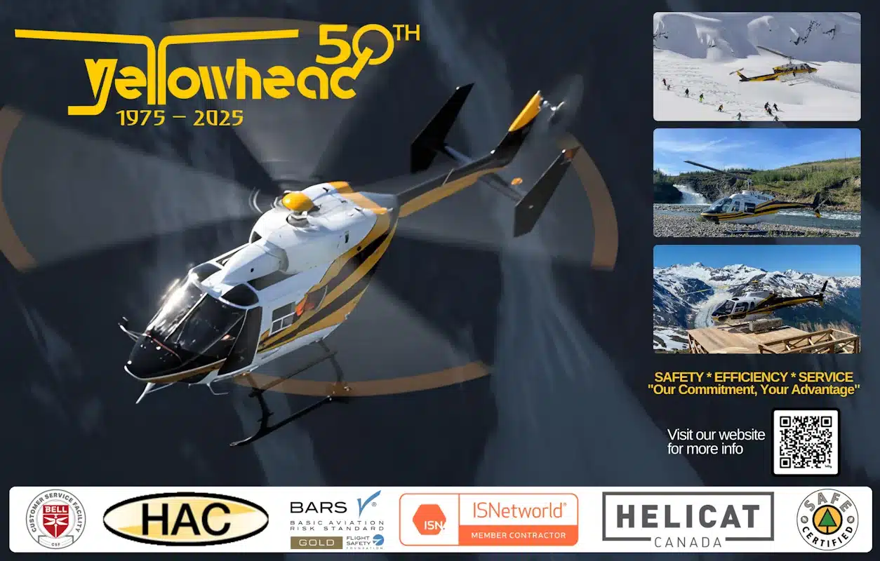 Verticon 2025 conference magazine ad for YHL helicopter services