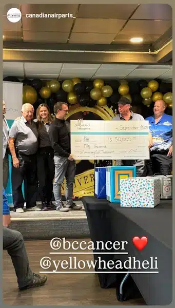 Charity Golf Tournament donation presentation to BC Cancer Foundation
