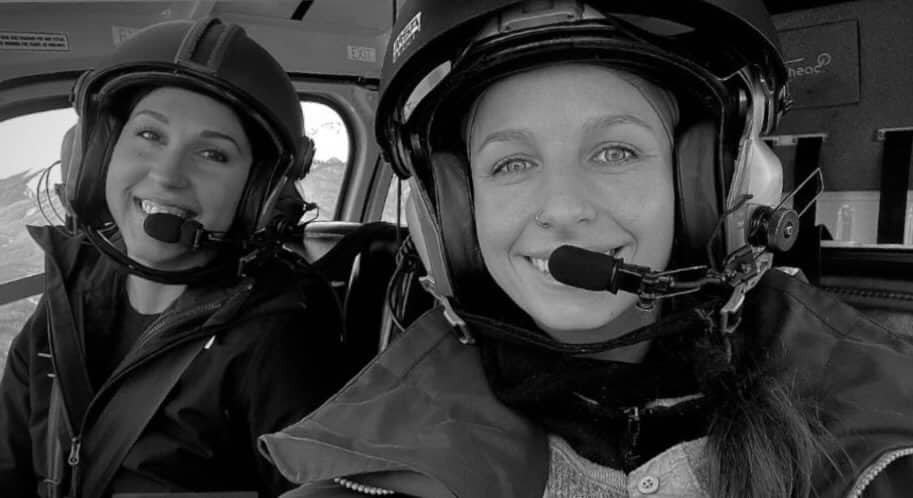 Female helicopter pilots Dayle and Sofie working at Yellowhead