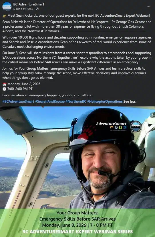 screenshot of BCAdventureSmart webinar event